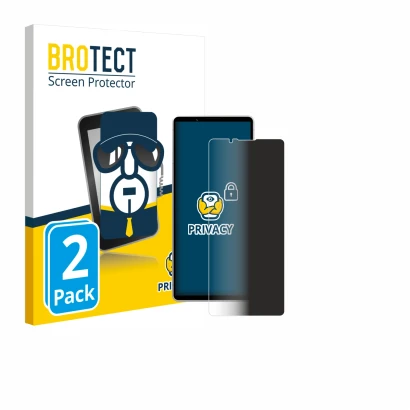 Face avant d’un emballage produit avec le logo de la marque BROTECT. À côté, l’appareil Sony Xperia 5 V est représenté avec la