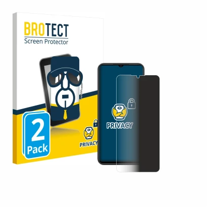 Face avant d’un emballage produit avec le logo de la marque BROTECT. À côté, l’appareil ZTE Blade A54 est représenté avec la p