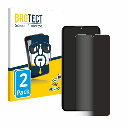 Face avant d’un emballage produit avec le logo de la marque BROTECT. À côté, l’appareil Cubot A10 est représenté avec la prote