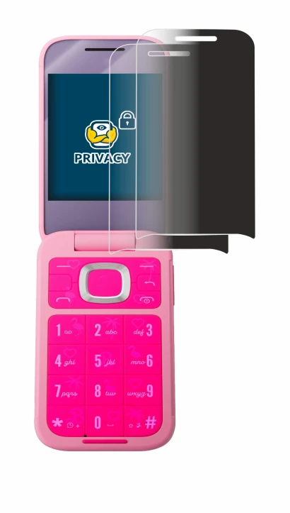 Image de l'appareil HMD Barbie Phone avec une grande variété de protections d'écran.