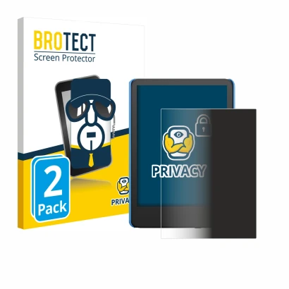 Face avant d’un emballage produit avec le logo de la marque BROTECT. À côté, l’appareil Amazon Kindle Kids (2024) est représen