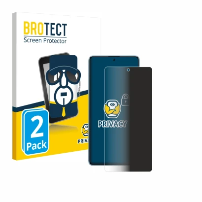 Face avant d’un emballage produit avec le logo de la marque BROTECT. À côté, l’appareil Xiaomi Redmi Note 14S est représenté a