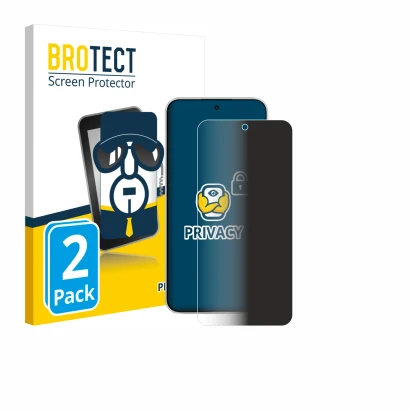 Face avant d’un emballage produit avec le logo de la marque BROTECT. À côté, l’appareil Xiaomi Redmi Note 15 Pro 4G est représ