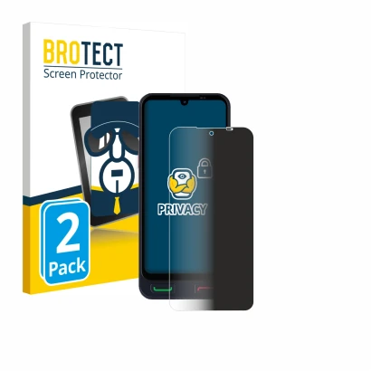 Face avant d’un emballage produit avec le logo de la marque BROTECT. À côté, l’appareil SPC Zeus 2 Pro est représenté avec la 