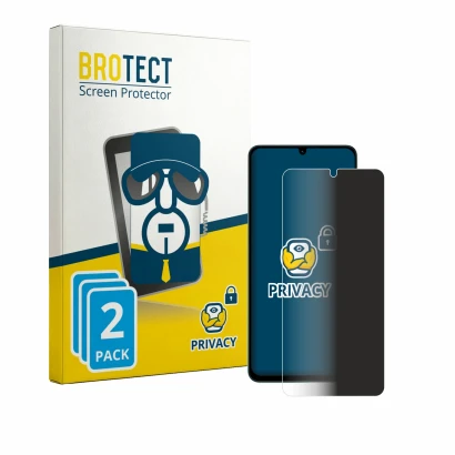 Face avant d’un emballage produit avec le logo de la marque BROTECT. À côté, l’appareil ZTE Blade A36 est représenté avec la p
