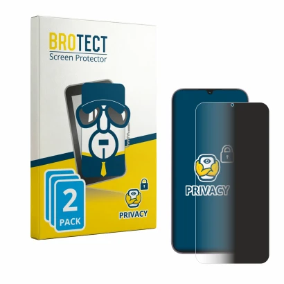 Face avant d’un emballage produit avec le logo de la marque BROTECT. À côté, l’appareil realme C100i est représenté avec la pr