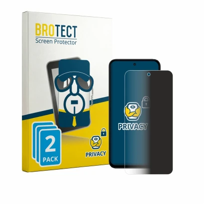 Face avant d’un emballage produit avec le logo de la marque BROTECT. À côté, l’appareil Xiaomi Poco M8s est représenté avec la