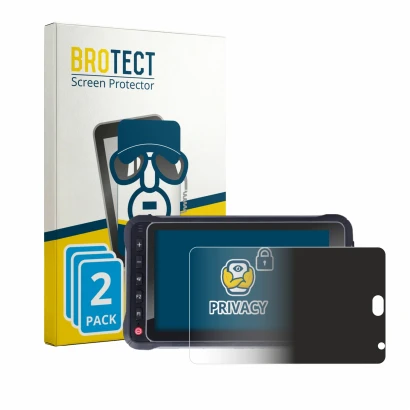 Face avant d’un emballage produit avec le logo de la marque BROTECT. À côté, l’appareil Hugerock X72 est représenté avec la pr