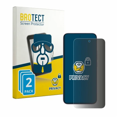 Face avant d’un emballage produit avec le logo de la marque BROTECT. À côté, l’appareil Xiaomi Redmi Note 17 Pro Max 5G est re
