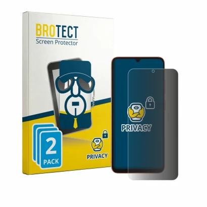Face avant d’un emballage produit avec le logo de la marque BROTECT. À côté, l’appareil Doogee Note 57 Lite est représenté ave
