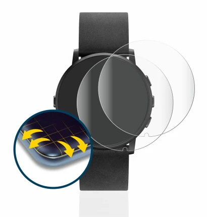 Image de l'appareil Pebble Time Round avec une grande variété de protections d'écran.