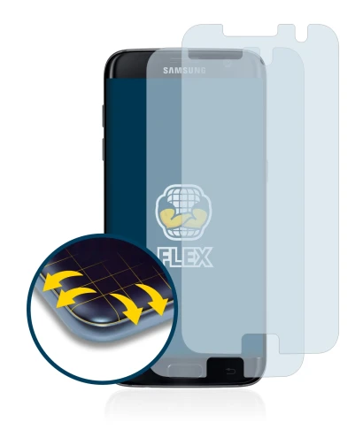 Image de l'appareil Samsung Galaxy S7 Edge avec une grande variété de protections d'écran.