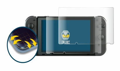 Image de l'appareil Nintendo Switch avec une grande variété de protections d'écran.