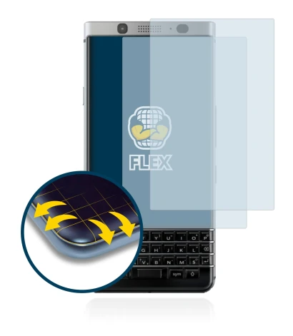 Image de l'appareil BlackBerry Keyone avec une grande variété de protections d'écran.