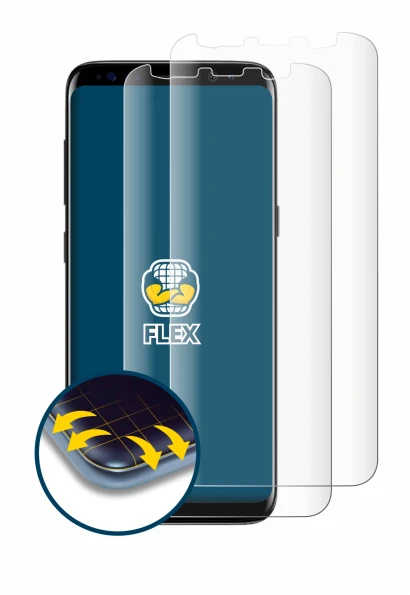 Image de l'appareil Samsung Galaxy S8 avec une grande variété de protections d'écran.