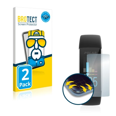 Face avant d’un emballage produit avec le logo de la marque BROTECT. À côté, l’appareil Polar A370 est représenté avec la prot