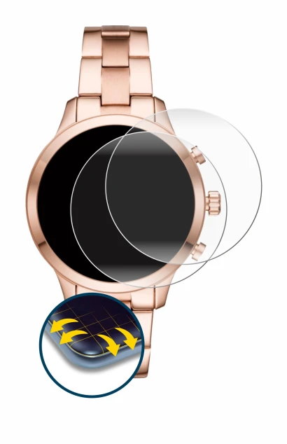Image de l'appareil Michael Kors Access Runway (41 mm) avec une grande variété de protections d'écran.