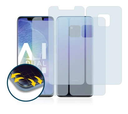 Image de l'appareil Huawei Mate 20 Pro (Avant+Arrière) avec une grande variété de protections d'écran.