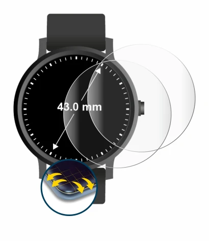 Image de l'appareil Circulaire Displays (ø: 43 mm) avec une grande variété de protections d'écran.