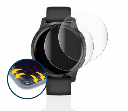 Image de l'appareil Garmin vivoactive 4s (40 mm) avec une grande variété de protections d'écran.