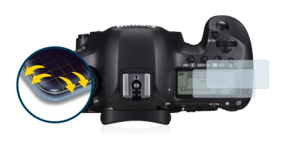 Image de l'appareil Canon EOS 5DS (affichage des épaules) avec une grande variété de protections d'écran.