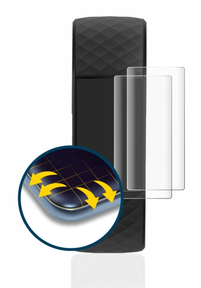 Image de l'appareil Fitbit Charge 4 avec une grande variété de protections d'écran.