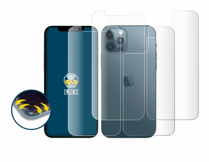 Image de l'appareil Apple iPhone 12 Pro (Avant+Arrière) avec une grande variété de protections d'écran.