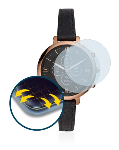 Image de l'appareil Fossil Monroe Hybrid HR avec une grande variété de protections d'écran.