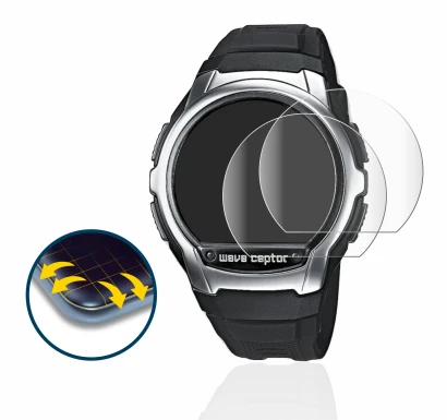 Image de l'appareil Casio Wave Ceptor WV-58 avec une grande variété de protections d'écran.