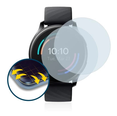 Image de l'appareil OnePlus Watch avec une grande variété de protections d'écran.