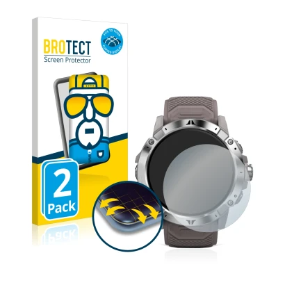 Face avant d’un emballage produit avec le logo de la marque BROTECT. À côté, l’appareil Coros Vertix 2 est représenté avec la
