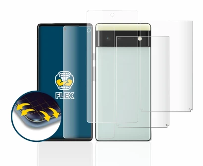 Image de l'appareil Google Pixel 6 (Avant+Arrière) avec une grande variété de protections d'écran.