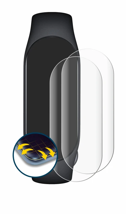 Image de l'appareil Xiaomi Smart Band 7 avec une grande variété de protections d'écran.