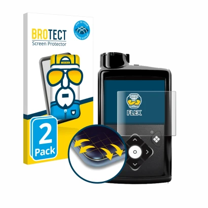 Face avant d’un emballage produit avec le logo de la marque BROTECT. À côté, l’appareil Medtronic Minimed 780G est représenté 