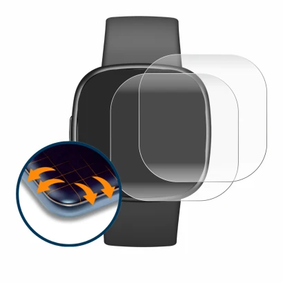 Image de l'appareil Fitbit Sense 2 avec une grande variété de protections d'écran.