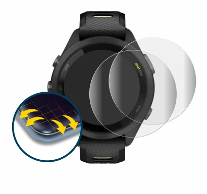 Image de l'appareil Garmin Forerunner 265S (42 mm) avec une grande variété de protections d'écran.