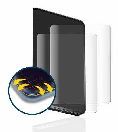 Image de l'appareil Ledger Stax crypto wallet avec une grande variété de protections d'écran.