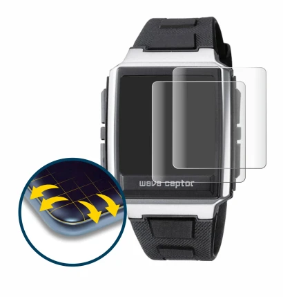 Image de l'appareil Casio WV-59 avec une grande variété de protections d'écran.