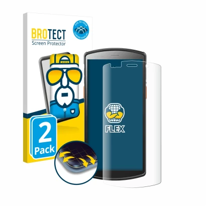 Face avant d’un emballage produit avec le logo de la marque BROTECT. À côté, l’appareil Urovo DT50 5,7" est représenté avec la
