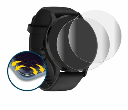 Image de l'appareil Garmin Venu 3S avec une grande variété de protections d'écran.