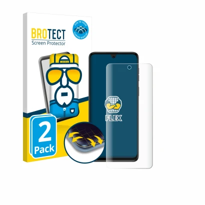 Face avant d’un emballage produit avec le logo de la marque BROTECT. À côté, l’appareil Motorola Moto G54 est représenté avec 