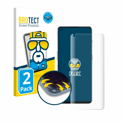 Face avant d’un emballage produit avec le logo de la marque BROTECT. À côté, l’appareil OnePlus 10 Pro 5G (case-friendly) est