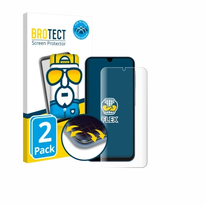 Face avant d’un emballage produit avec le logo de la marque BROTECT. À côté, l’appareil Samsung Galaxy A15 est représenté avec