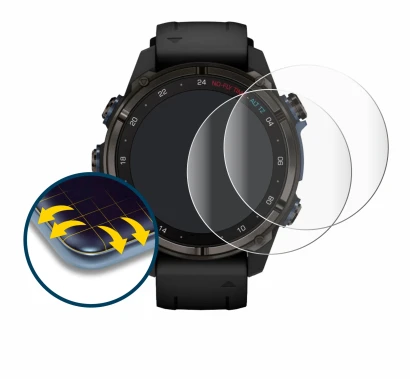 Image de l'appareil Garmin Descent Mk3i (43 mm) avec une grande variété de protections d'écran.