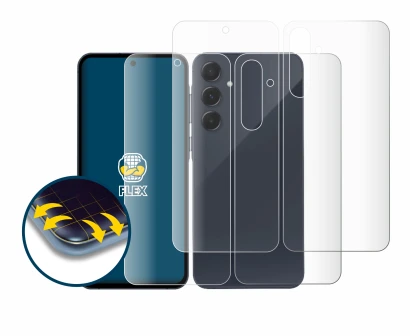 Image de l'appareil Samsung Galaxy A35 5G (Avant+Arrière) avec une grande variété de protections d'écran.