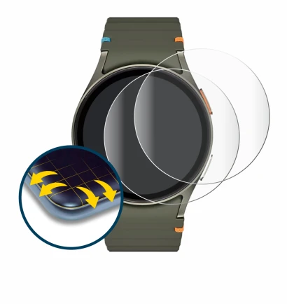 Image de l'appareil Samsung Galaxy Watch 7 (40 mm) avec une grande variété de protections d'écran.