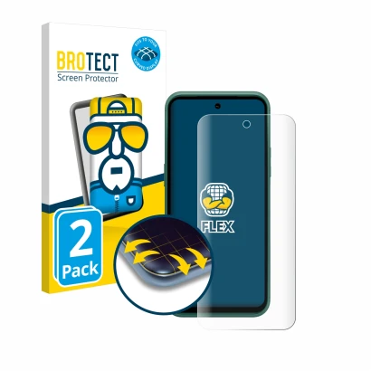 Face avant d’un emballage produit avec le logo de la marque BROTECT. À côté, l’appareil Nokia XR21 Limited Edition est représe