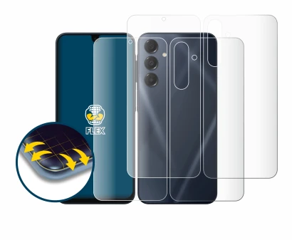 Image de l'appareil Samsung Galaxy A16 5G (Avant+Arrière) avec une grande variété de protections d'écran.