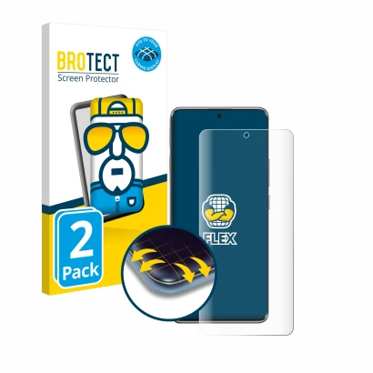 Face avant d’un emballage produit avec le logo de la marque BROTECT. À côté, l’appareil Xiaomi Poco X7 est représenté avec la 