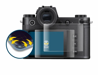 Image de l'appareil Leica SL3-S avec une grande variété de protections d'écran.